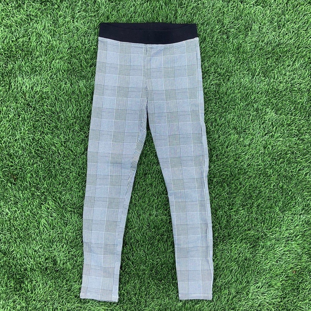 H&M Girls Gingham Stretch Pants // Size 8-9